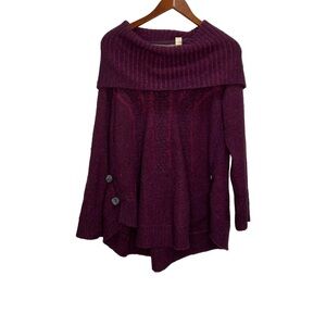 Anthropologie Angel Of The North Burgundy Knit Cowl Neck Knit Sweater Size Large